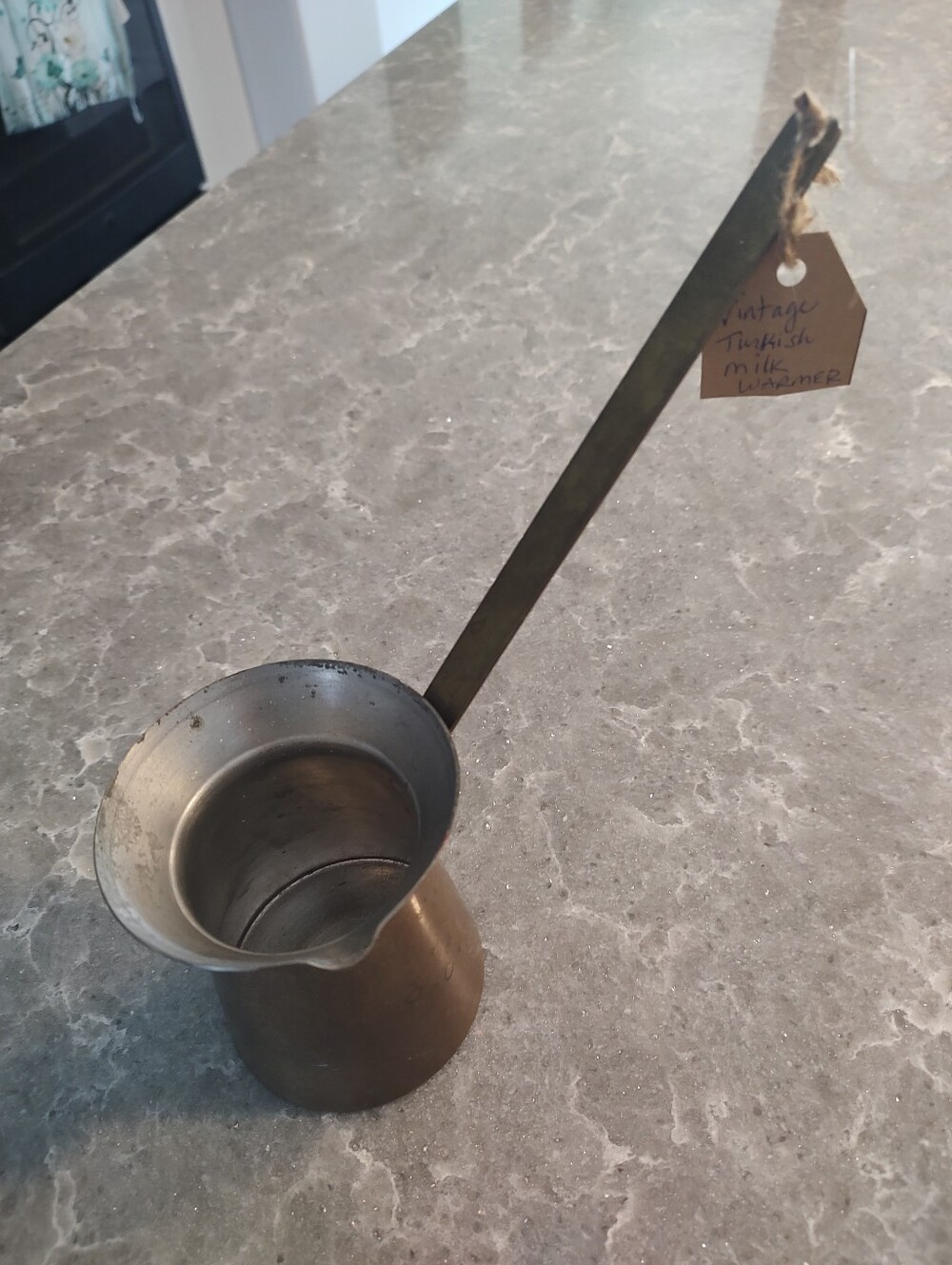 Vintage Turkish Milk Warmer cup is 4 1/2 inches x 3 inches opening